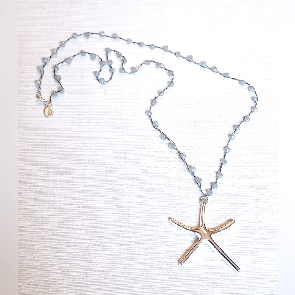 TOMMY BAHAMA Silver Tone Starfish Beaded Necklace NWT